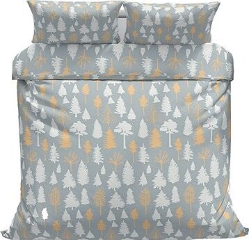 Kaptan Vánoční bavlněné povlečení Stromky šedé 140 × 200, 70 × 90 cm