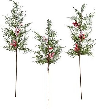 DOMMIO Větev z túje zasněžená 75 cm, set 3 ks