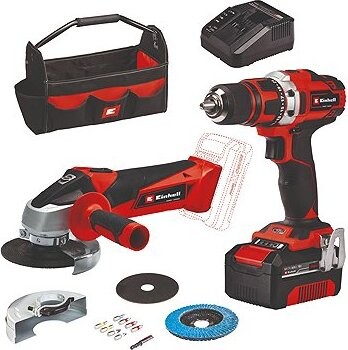 EINHELL súprava vŕtačky + uhlovej brúsky AKU TE-TK 18/2 Li Kit CD + AG, 4257240 (1× 4 Ah)