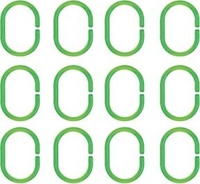 Spirella sada 12 ks kroužků na sprchové závěsy C-MINNOR, zelená, SAN plast