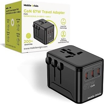 Mobile Origin GaN 67W Travel Adapter PW5 EU/UK/US/AUS 3× USB-C + USB-A