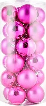 DECOLED Plastová guľa, priem. 6 cm, ružová, 12× lesklá, 12× matná