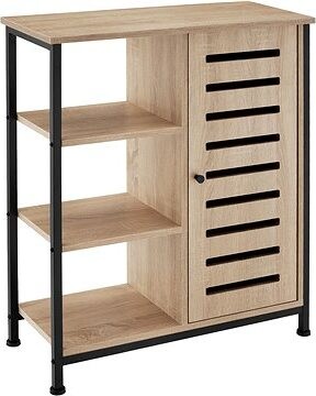 TecTake Komoda 71 × 32 × 82 cm – Industrial svetlé drevo, dub Sonoma, pánt dverí vpravo