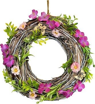 DOMMIO Slamový veniec s kvietkami priemer 30 cm