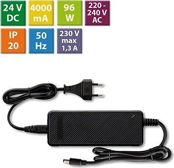 McLED Napájací adaptér 96 W, DC 24 V/4 A, IP20, čierny plast, s vidlicou