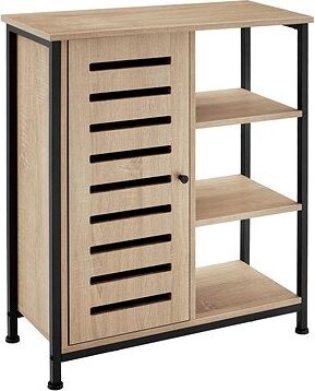 TecTake Komoda 71 × 32 × 82 cm – Industrial svetlé drevo, dub Sonoma, pánt dverí vľavo