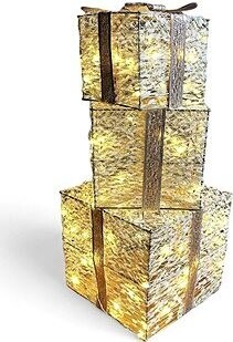 Venkovní sada vánočních LED dárků, zlaté