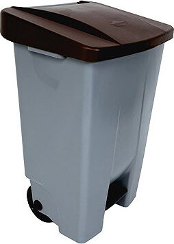 Denox Nášľapný odpadkový kôš na triedený odpad 80 l, hnedé veko, plastový s kolieskami