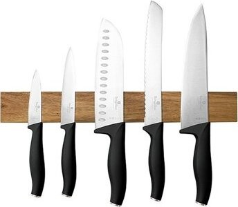 BerlingerHaus Black Rose Collection Sada nožů s magnetickým držákem z akátového dřeva 6 ks