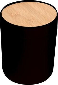 Spirella výklopný kôš Alais, čierny plast, s bambusovým vekom, 2,5 l