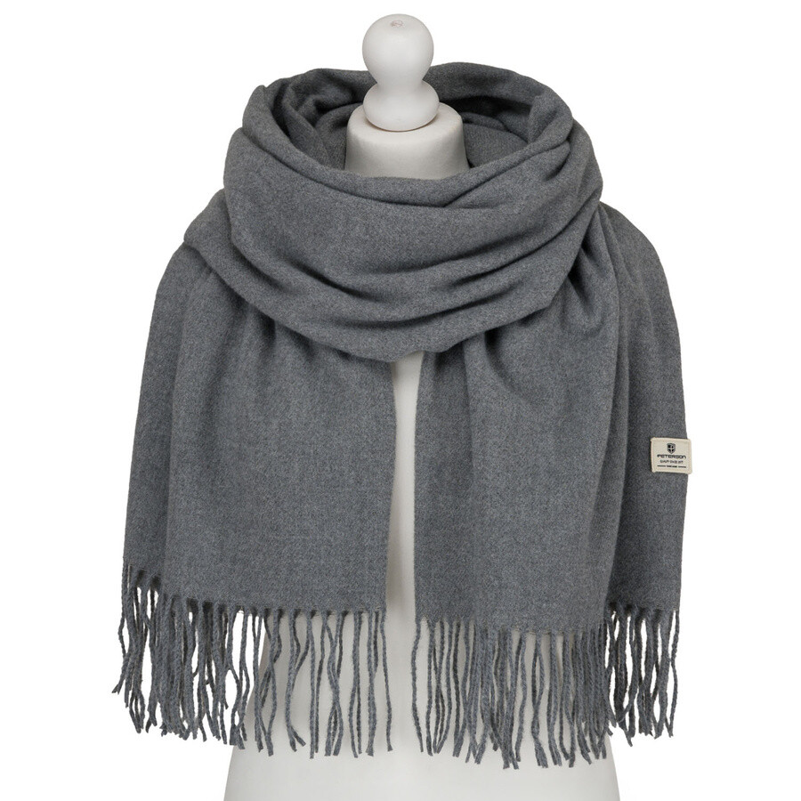 Dámsky sivý šál so strapcami