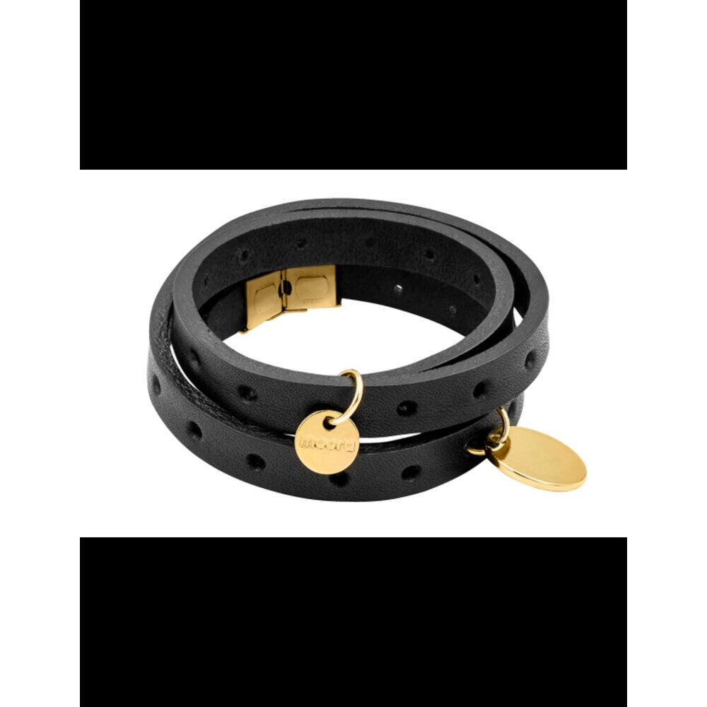 Dámsky čierny kožený náramok s ozdobnými príveskami 18541