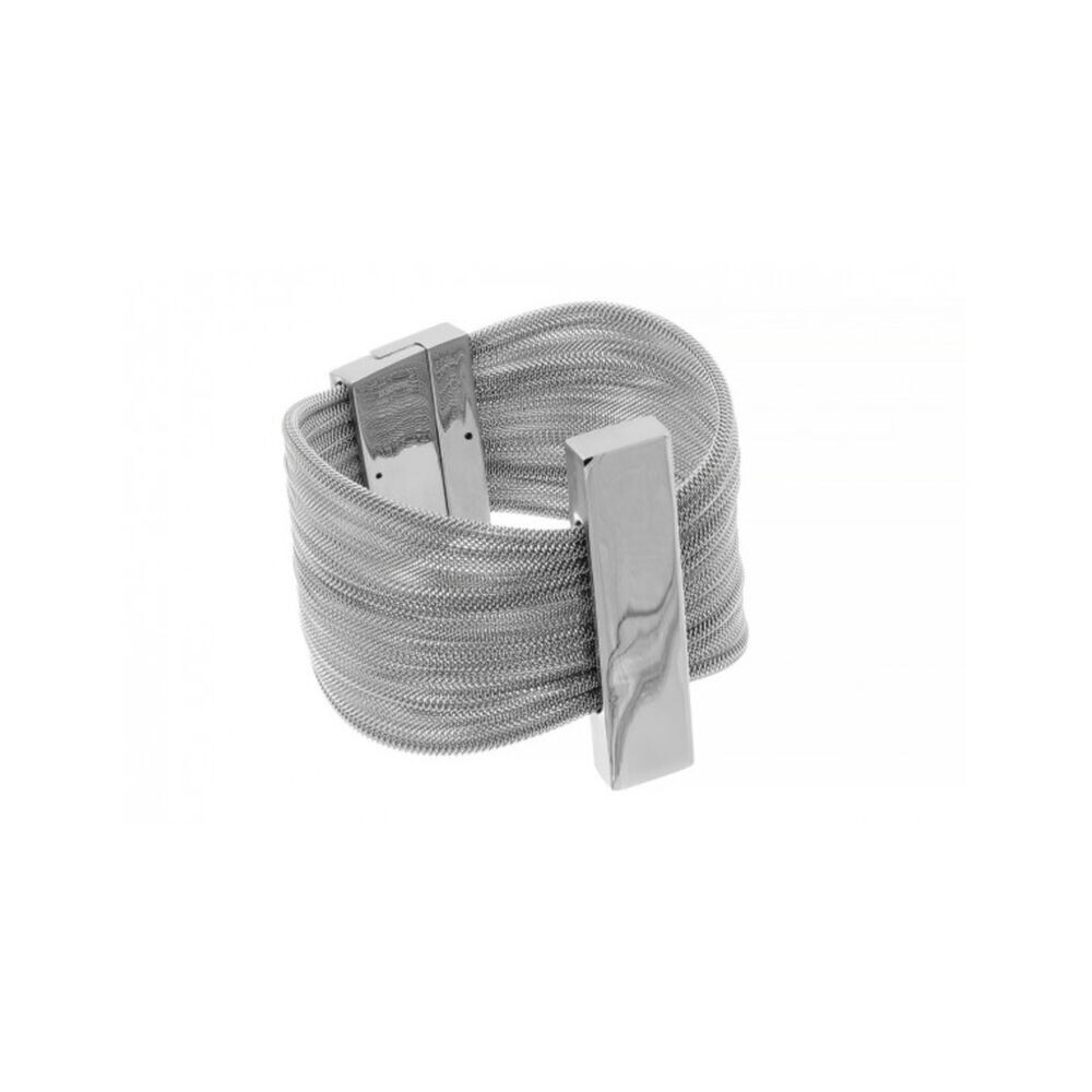 Náramok z oceľovej sieťoviny s lesklým kovovým prvkom 18668