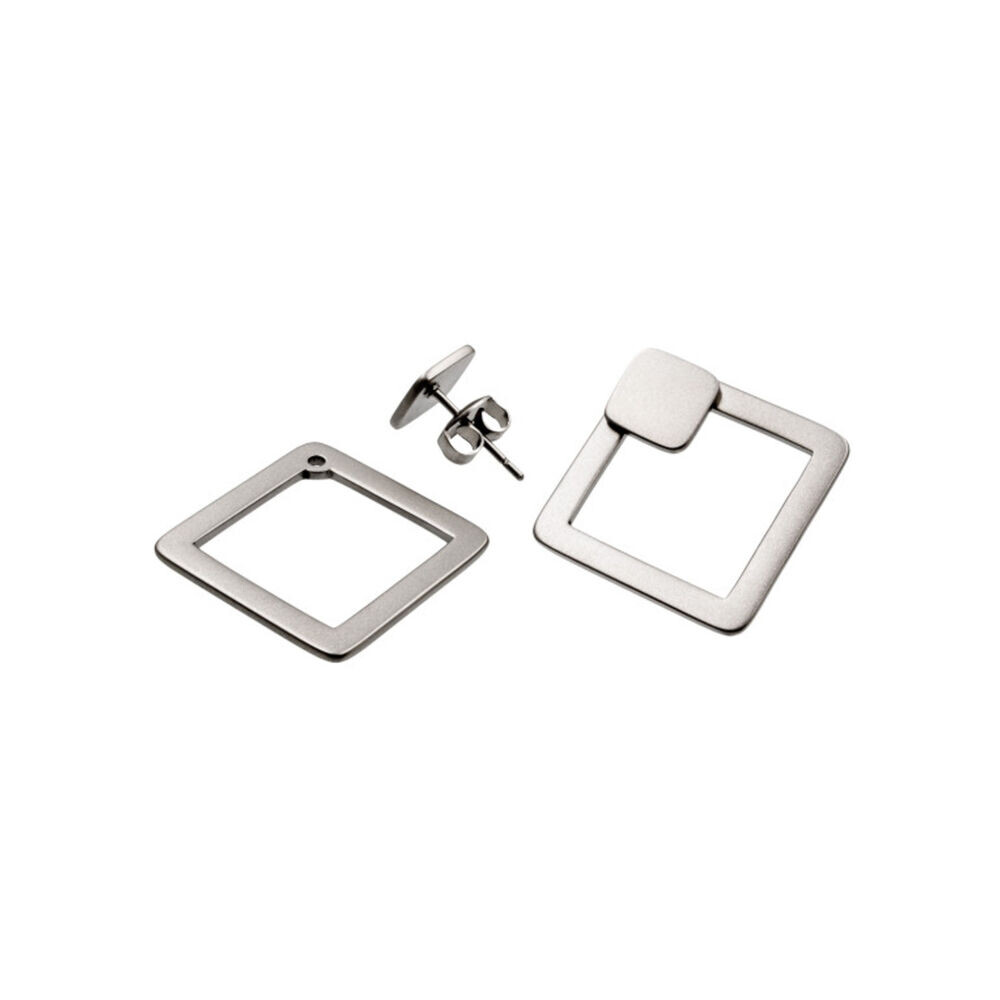 Sada štvorcových náušníc 2v1 z brúsenej chirurgickej ocele 18890