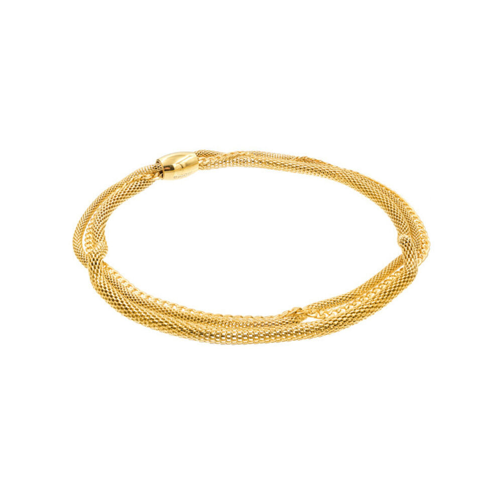 Choker náhrdelník zlatý z kombinovaných oceľových retiazok 18961