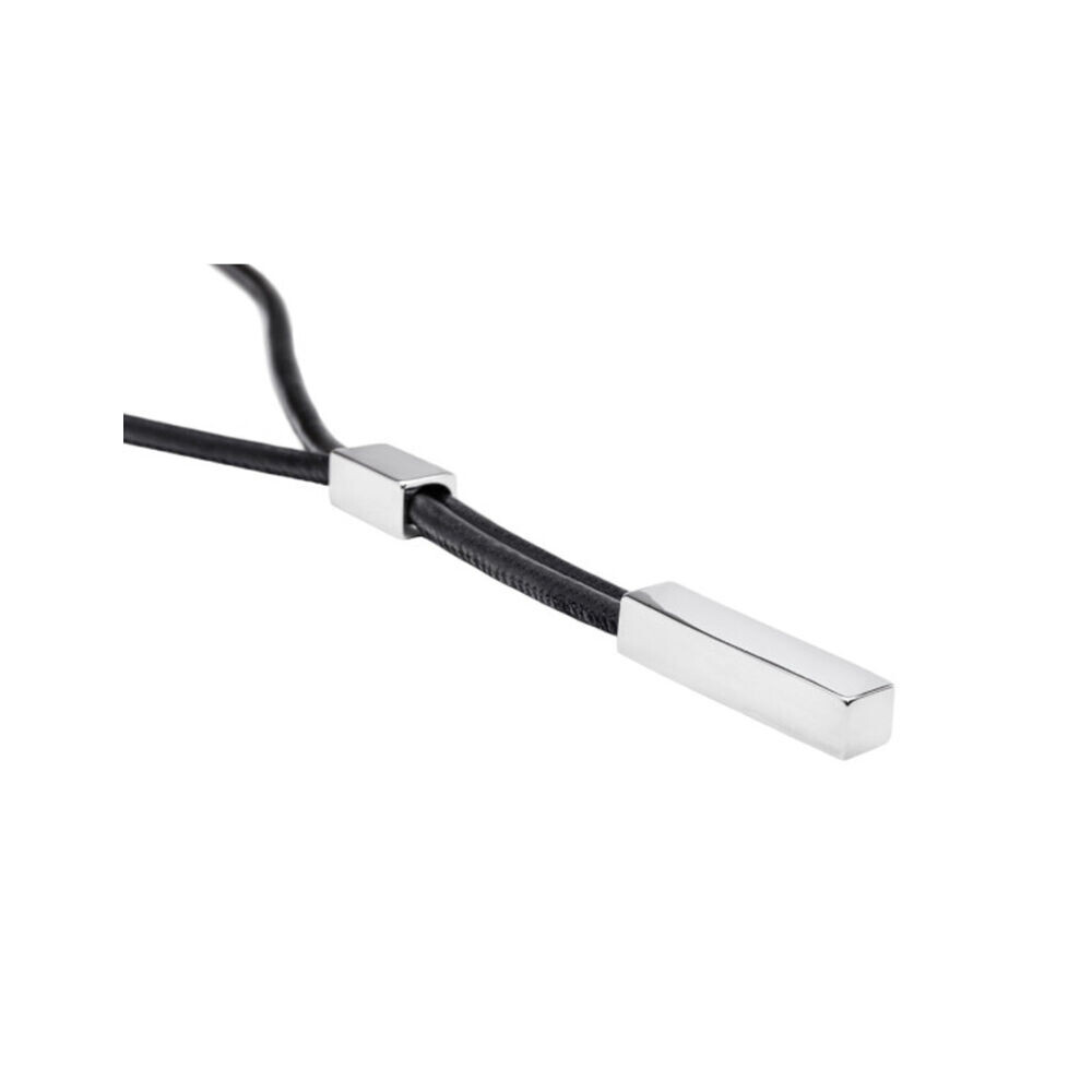 Kožený náhrdelník dámsky s malým a veľkým lesklým hranolom 18982