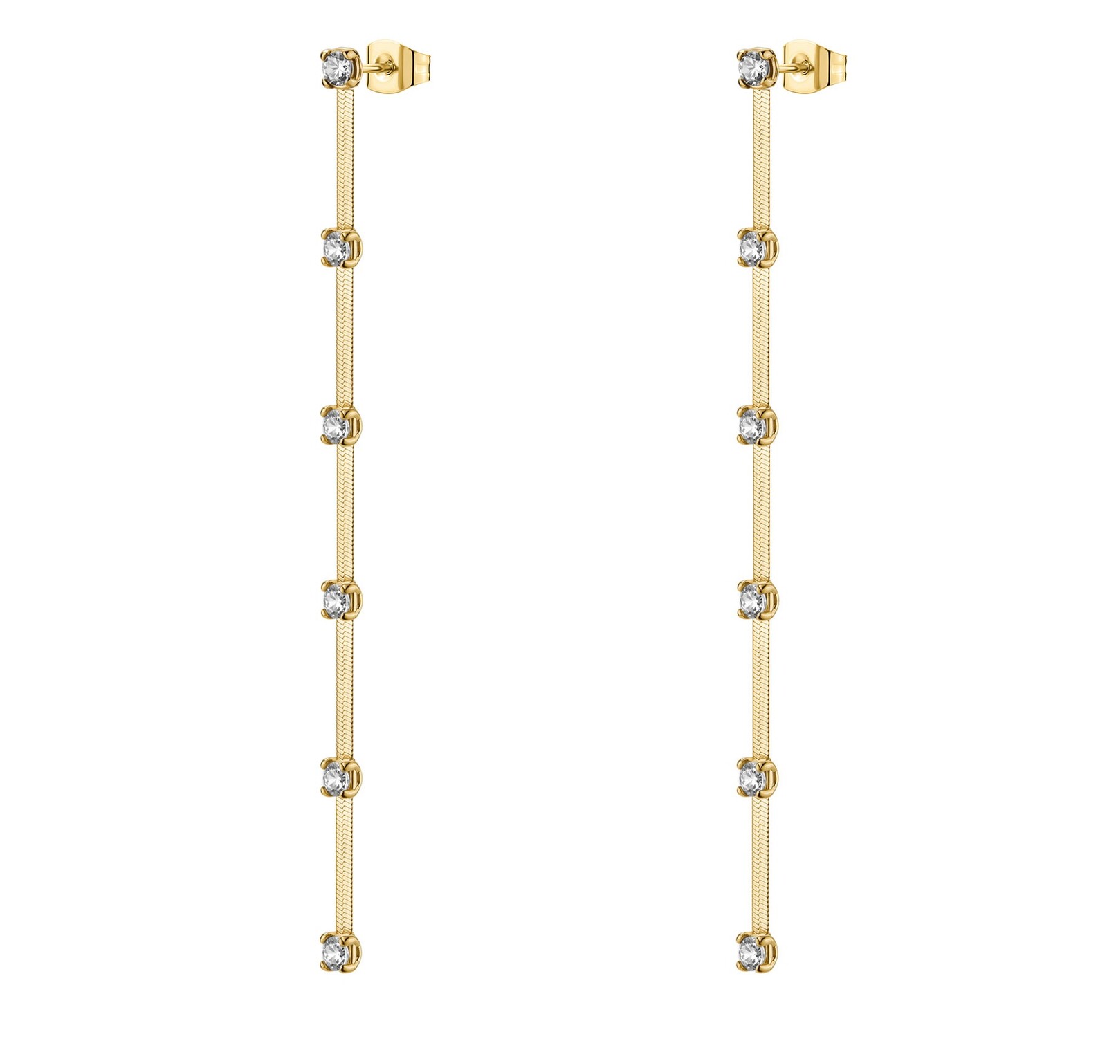 Brosway Dlhé pozlátené náušnice s čírymi zirkónmi Dreaming BIG26