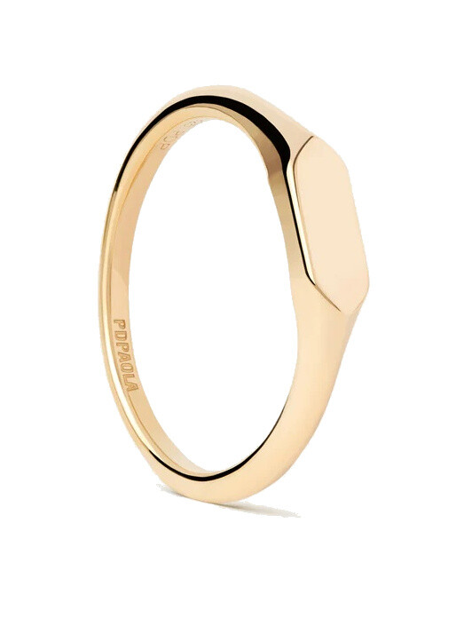 PDPAOLA Minimalistický pozlátený prsteň Hexagon Mini AN01-C47 48 mm