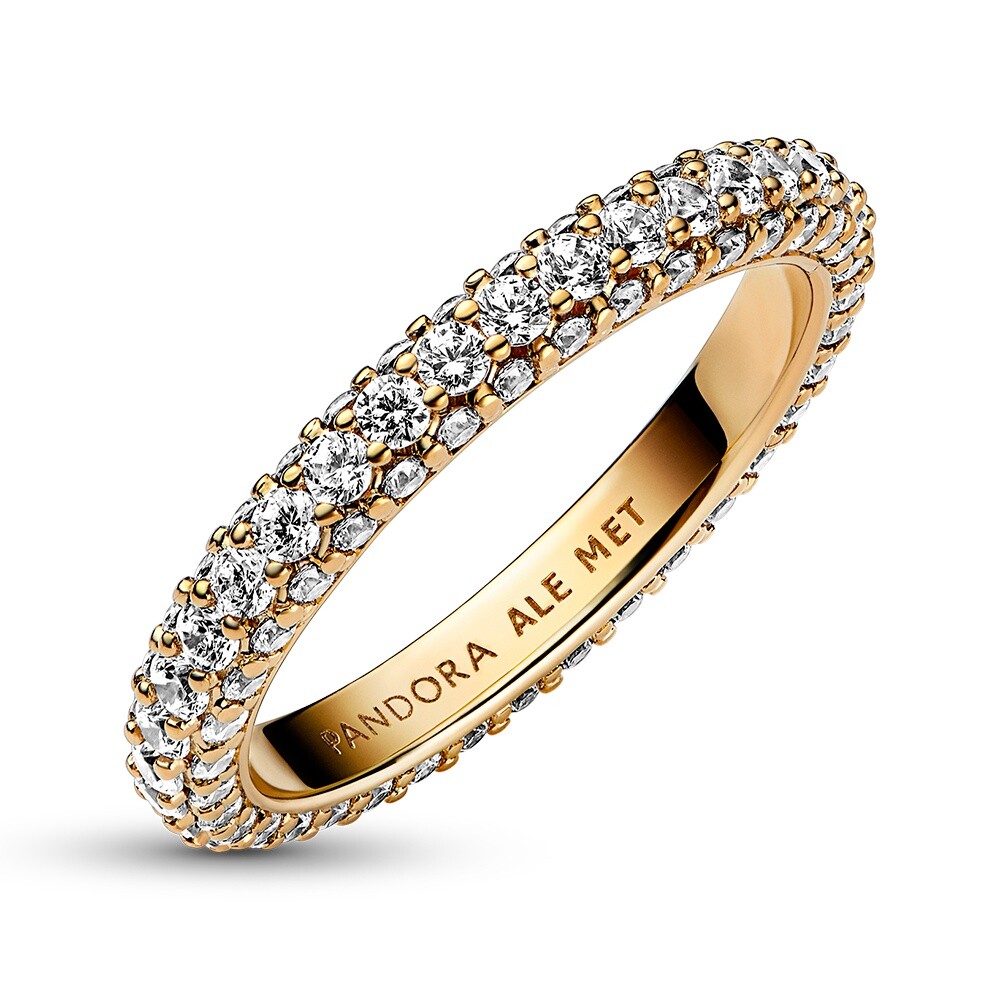 Pandora Blyštivý pozlátený prsteň so zirkónmi Shine Timeless 162627C01 60 mm