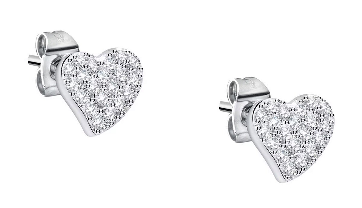 La Petite Story Oceľové náušnice Srdiečka s kryštálmi Silver LPS01AYQ126