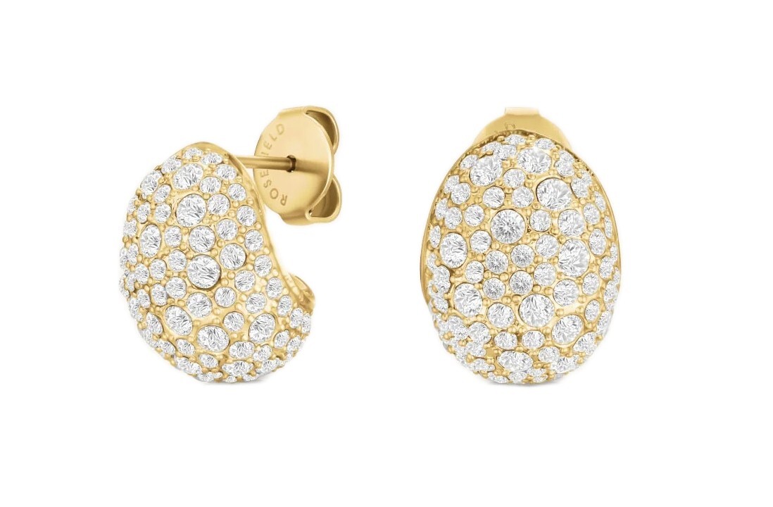 Rosefield Elegantné pozlátené náušnice s kryštálmi Mini Pavé JEMPG-J1223