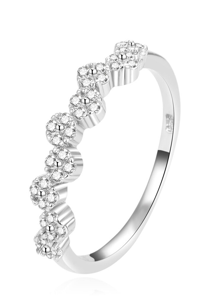 Beneto Pôvabný strieborný prsteň s čírymi zirkónmi AGG390 64 mm