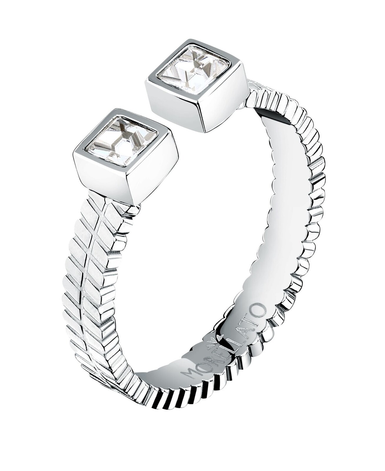 Morellato Otvorený oceľový prsteň s kryštálmi Gioia SAVY3901 56 mm