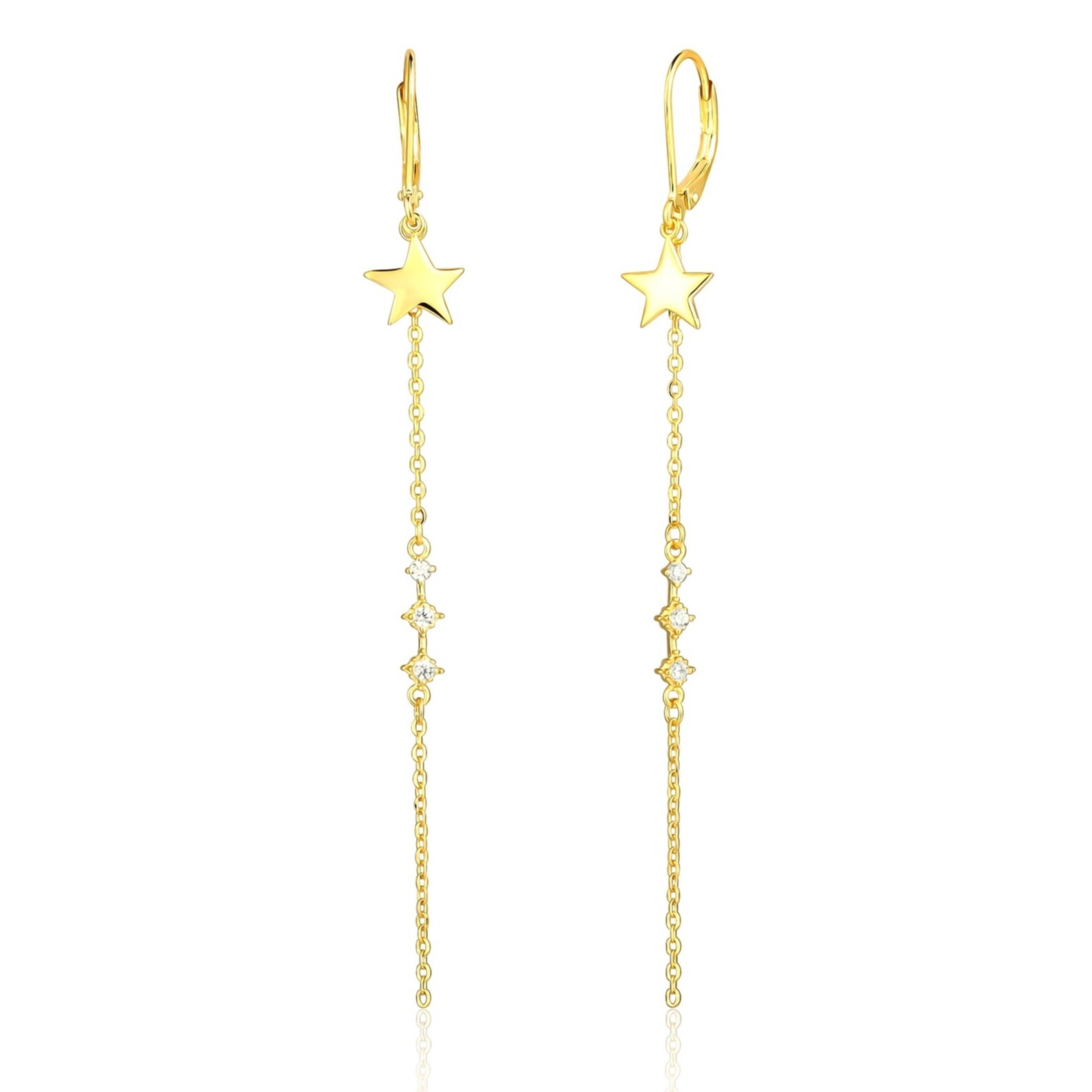 JVD Pozlátené visiace náušnice Hviezdičky SVLE1909XE9GO00