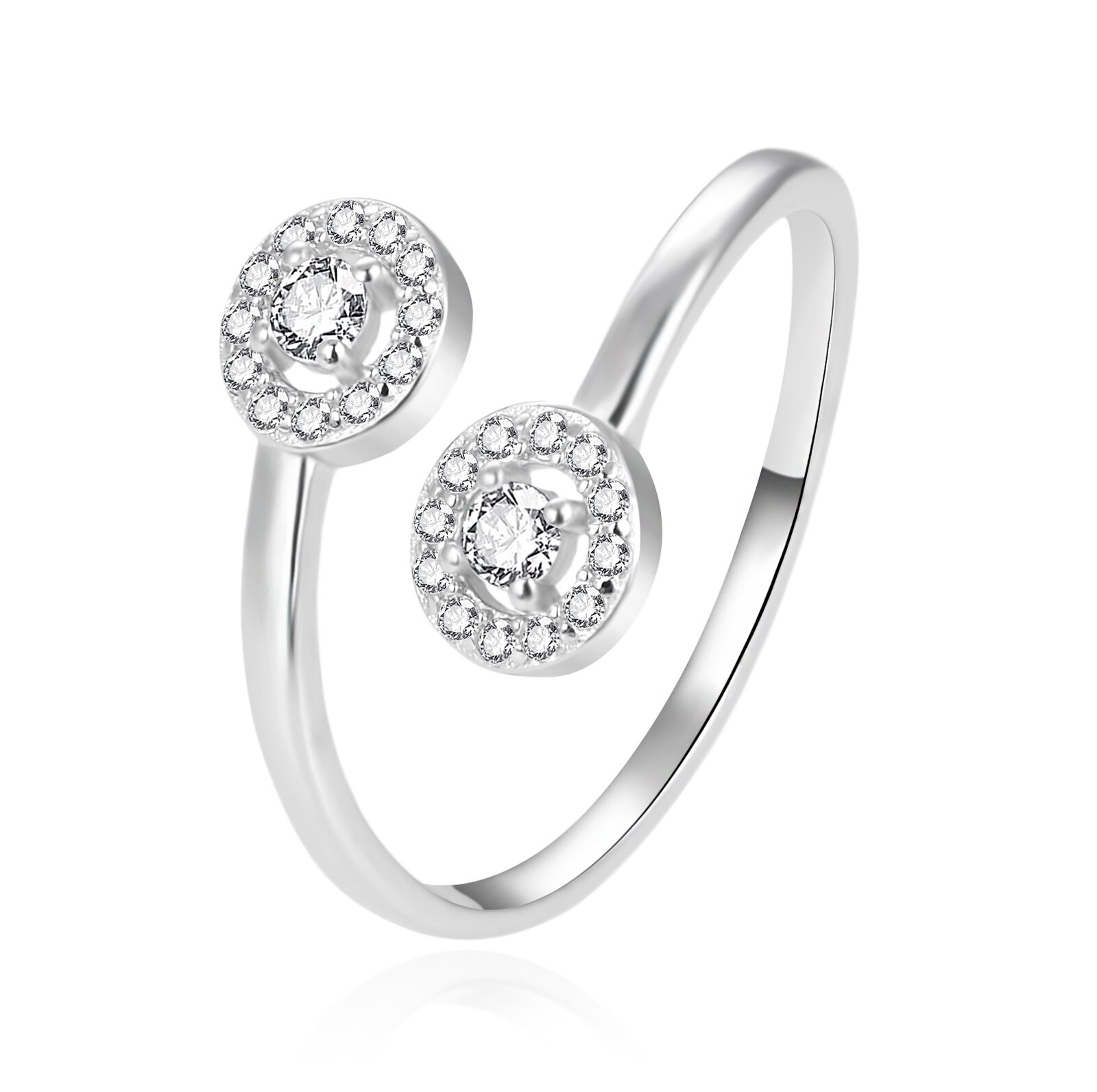 Agato Elegantný otvorený strieborný prsteň so zirkónmi AGT-R55W 52 mm