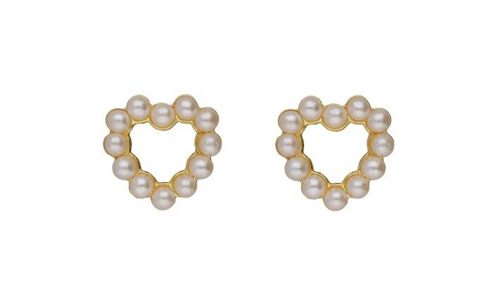 Victoria Cruz Pozlátené náušnice Srdiečka s perličkami Sera A5574-00DT