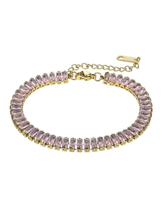 Marc Malone Blyštivý tenisový náramok so svetlo ružovými zirkónmi Braelynn MCB24036G