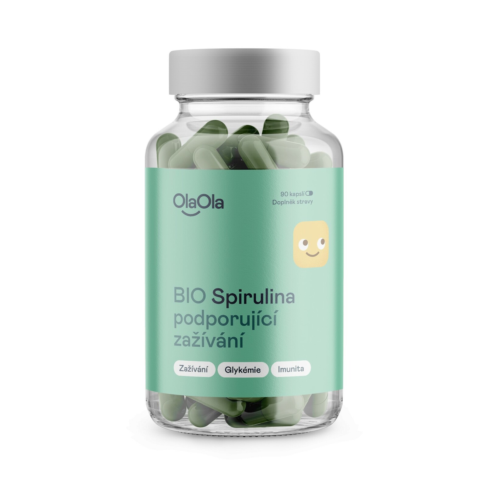 OlaOla BIO Spirulina podporujúca zažívanie 90 kapsúl