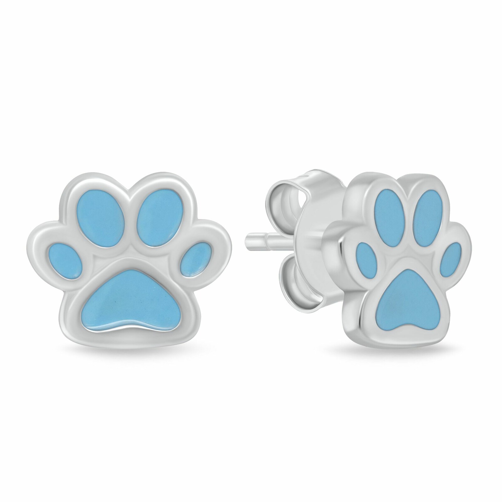 Brilio Silver Roztomilé strieborné náušnice Svetlomodrá labka EA1213WLB