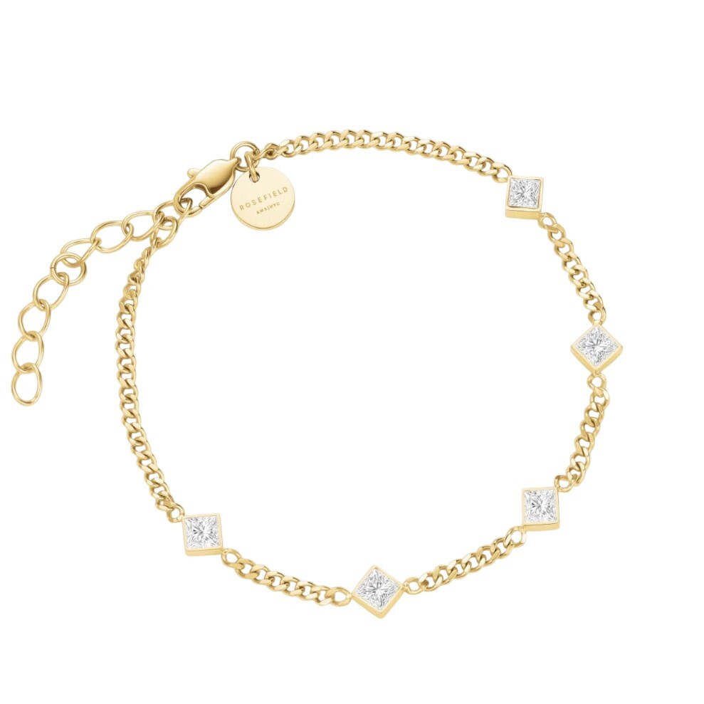 Rosefield Nežný pozlátený náramok s čírymi kryštálmi JBCPG-J1172