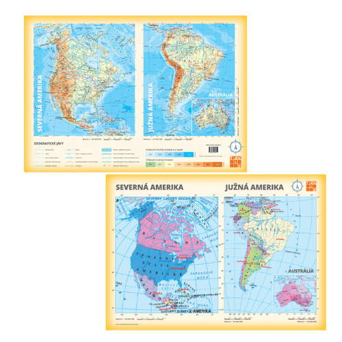 Mapa Amerika a Austrália