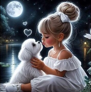 Norimpex Dievča so psíkom 30 × 40 cm