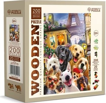 WOODEN CITY drevené puzzle - Šteňatá v Paríži 200 dielikov
