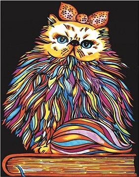 Colorvelvet Zamatový obrázok Mačka mašľa