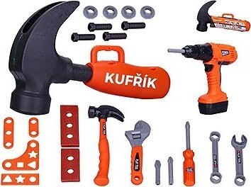 Micro Trading Detská vŕtačka s náradím, kufrík v tvare kladiva, 24 ks