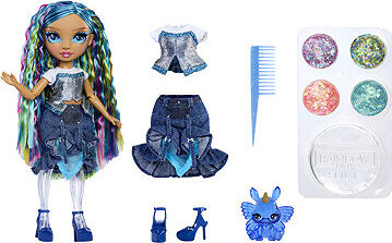 Rainbow High Skyler so slizom a trblietkami blue