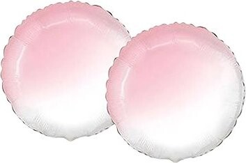 FLEXMETAL Balón fóliový – okrúhly, ombré, ružovo-biely, 48 cm, 2 ks