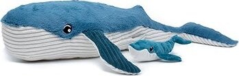 Les Déglingos Plyšová veľryba, mama s bábätkom, modrá