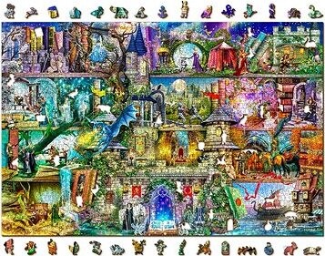 Woden City Drevené puzzle Bola raz jedna rozprávka 2v1, 2000 dielikov eko