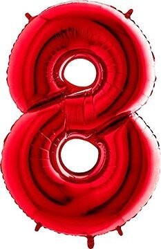FLEXMETAL Balón fóliový číslica, red 102 cm, 8