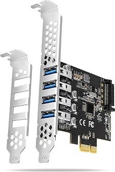 AXAGON PCEU-43RS, 4× USB 3.2 Gen 1 port, 5 Gbps, PCIe card, DUAL power, SP & LP