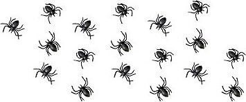 Partydeco Pavúky plastové čierne 3 × 3 cm, 10 ks – 2 balenia