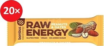 BOMBUS Raw energy - Peanut+dates 50 g 20 ks