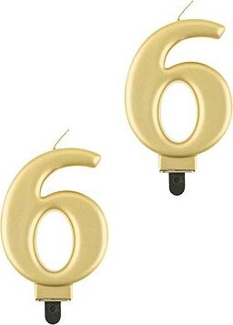 Godan Narodeninová sviečka na tortu – 6 – metalická zlatá – 8 cm – 2 ks