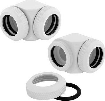 Corsair Hydro X Series XF Hardline 90° 14 mm OD Fitting Twin Pack White