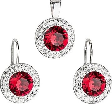 Ruby rivole súprava zdobená kryštálmi Swarovski (925/1000, 4,3 g)